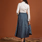 Tencel Navy Stripe Skirt With Flounce And Pockets