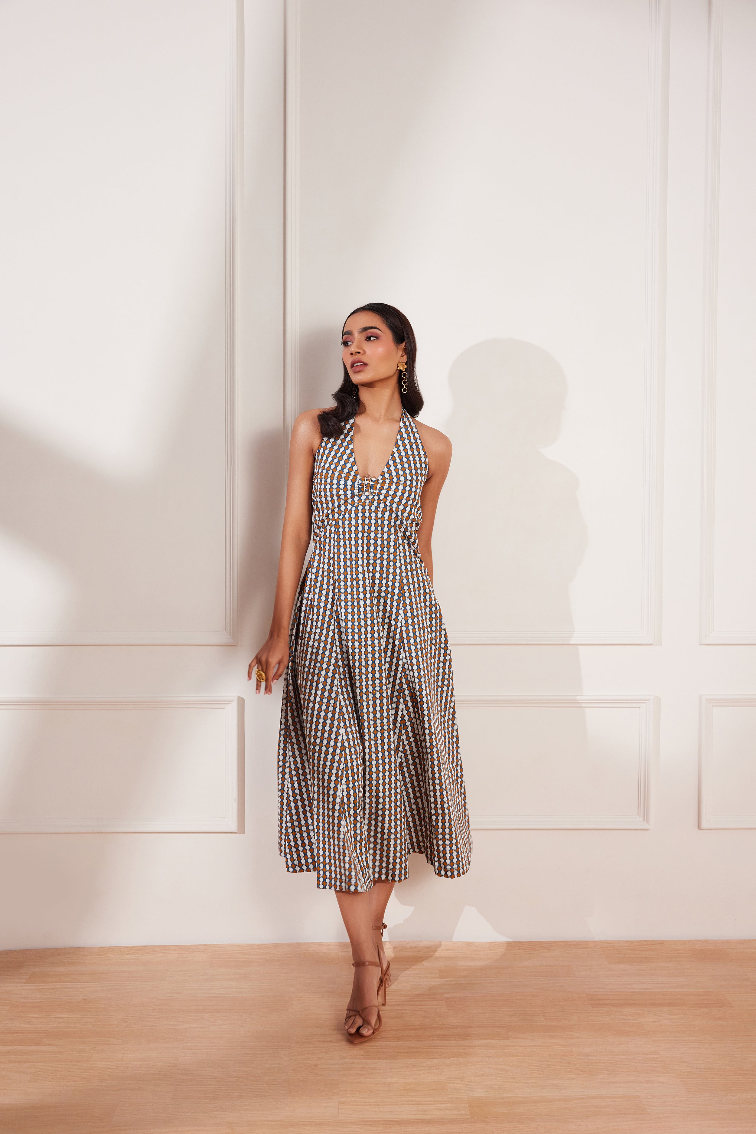 Summer Circle Printed Halter Midi