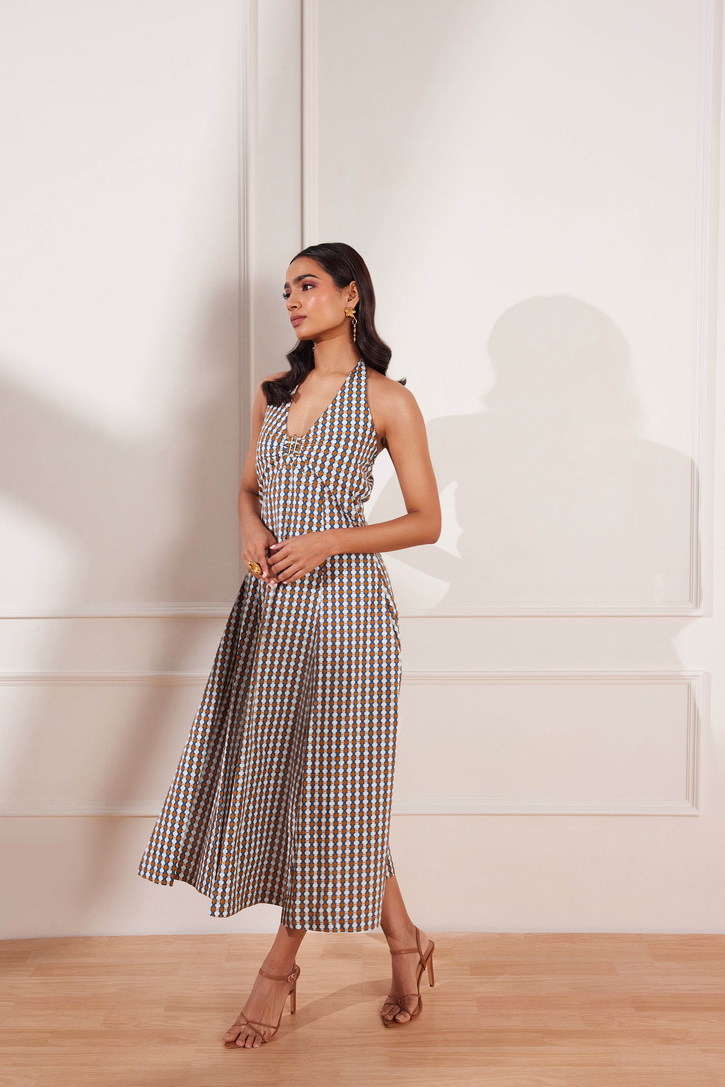 Summer Circle Printed Halter Midi