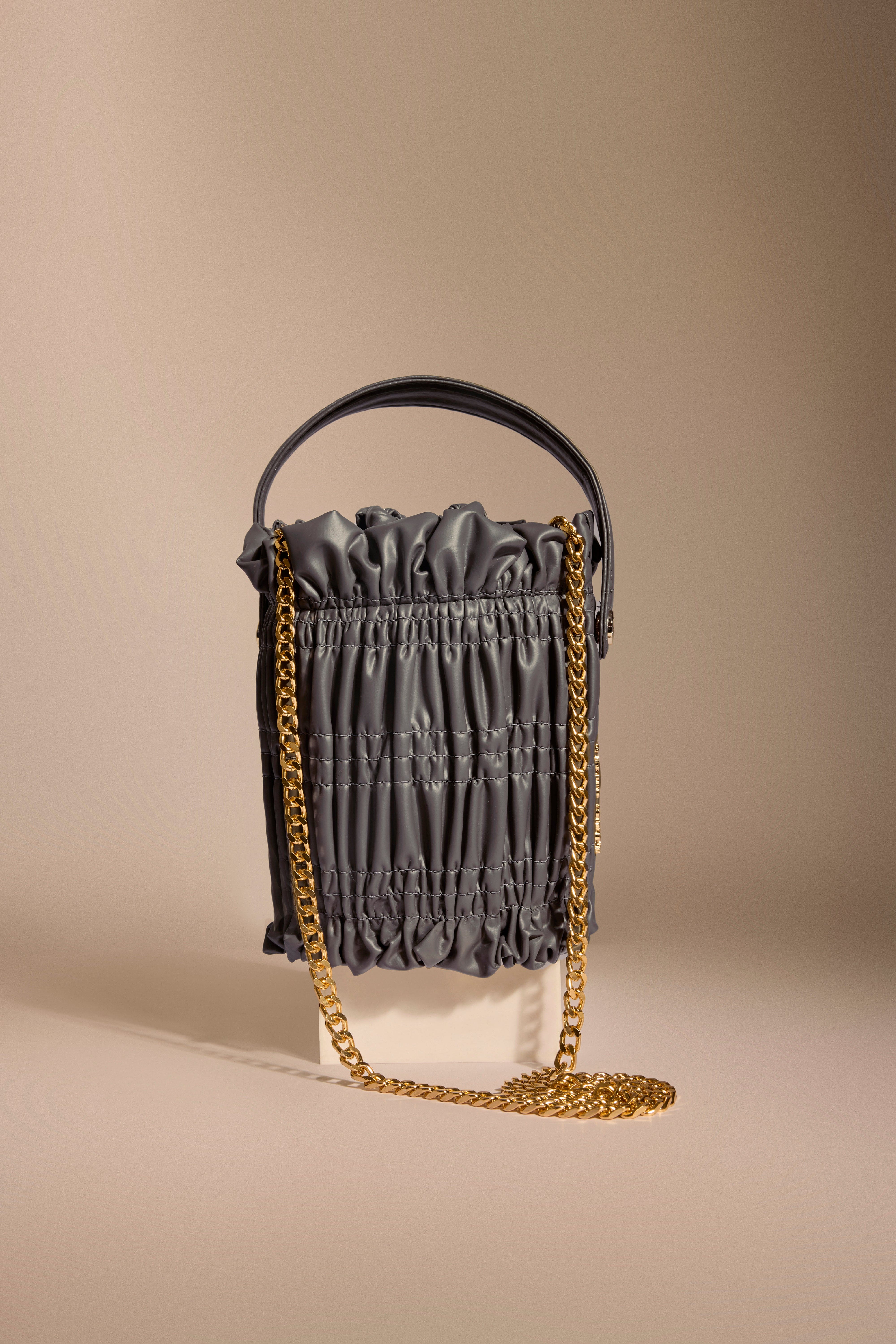 Grey Drift Bucket Bag