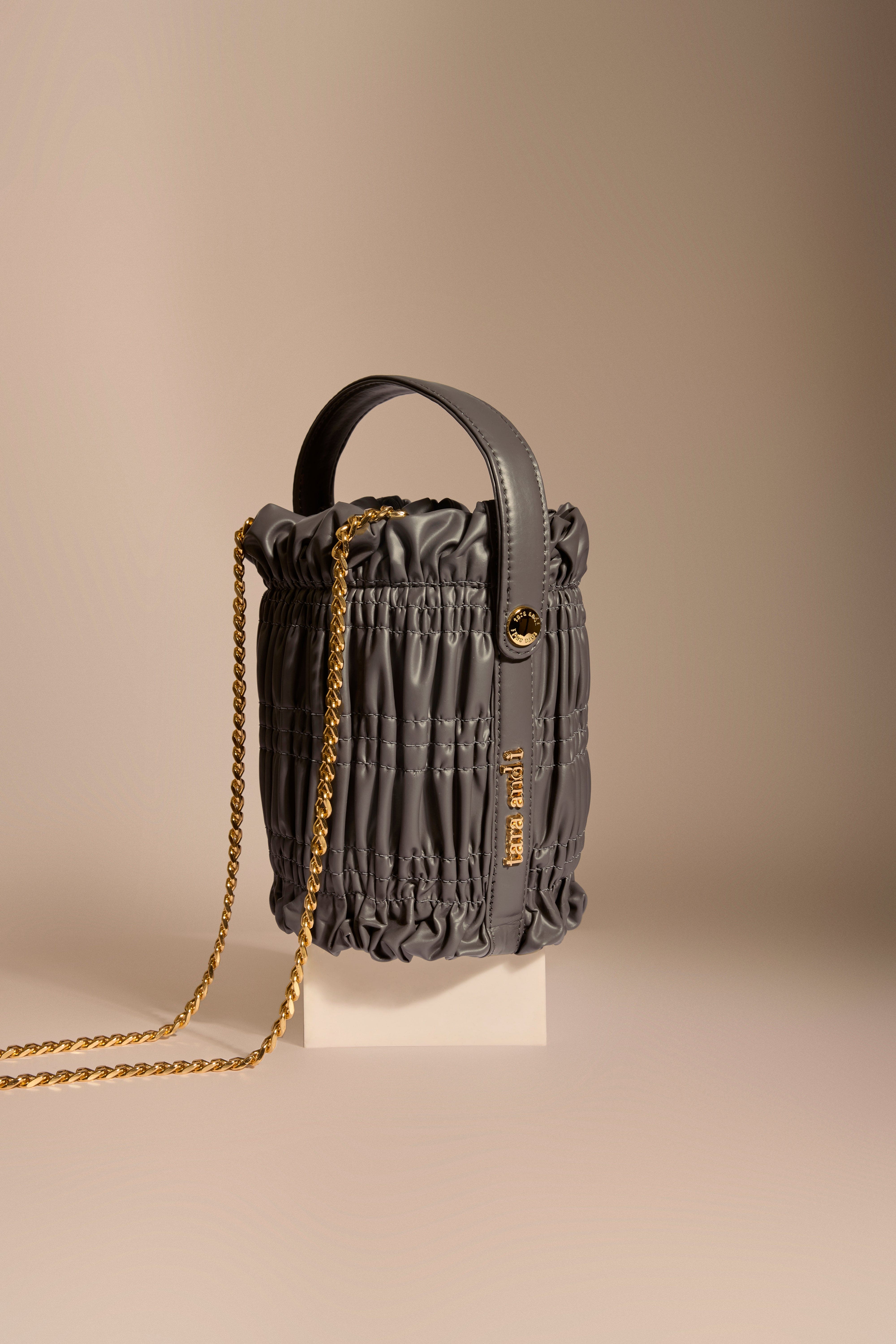 Grey Drift Bucket Bag
