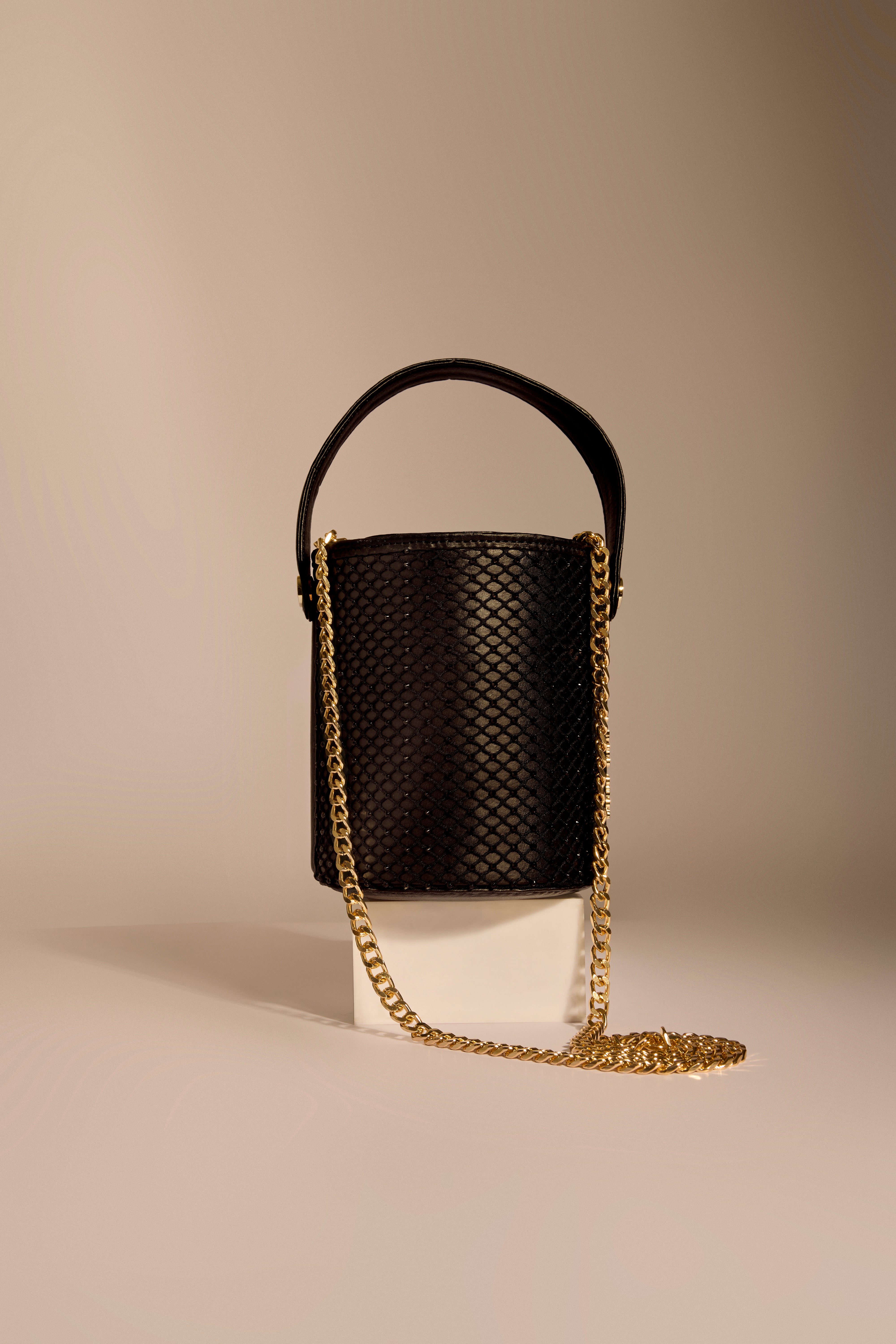Black Intermesh Bucket Bag