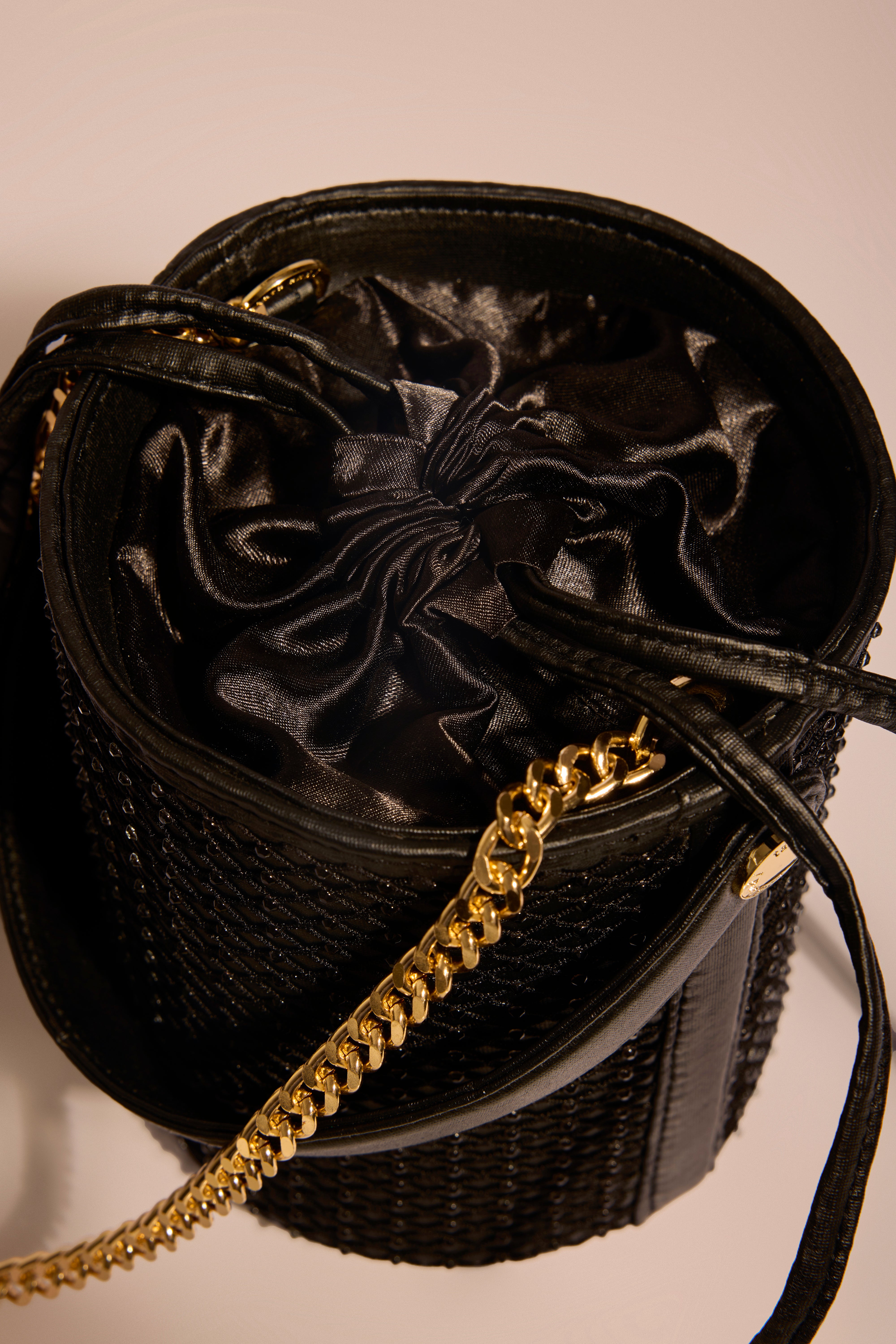 Black Intermesh Bucket Bag