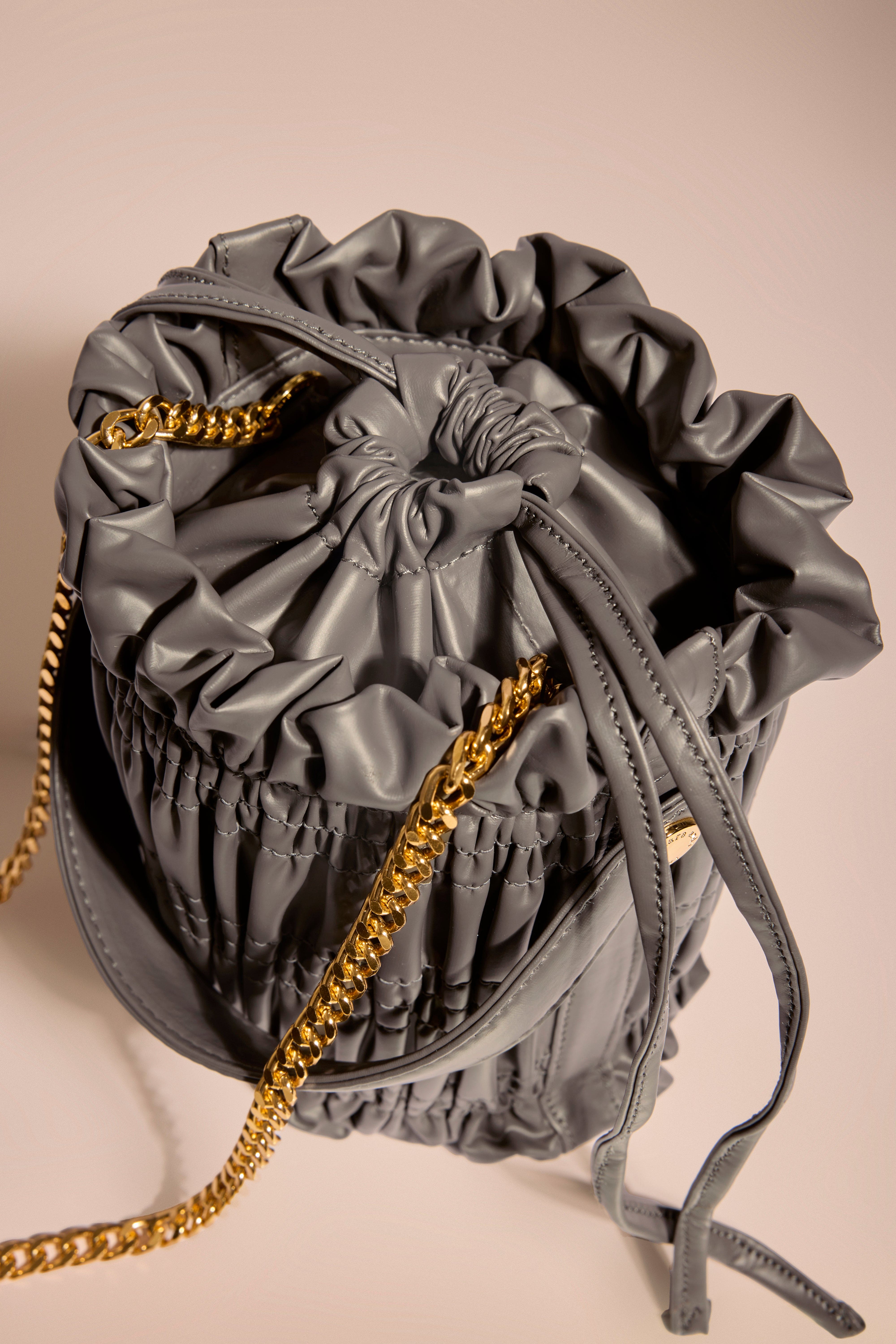 Grey Drift Bucket Bag