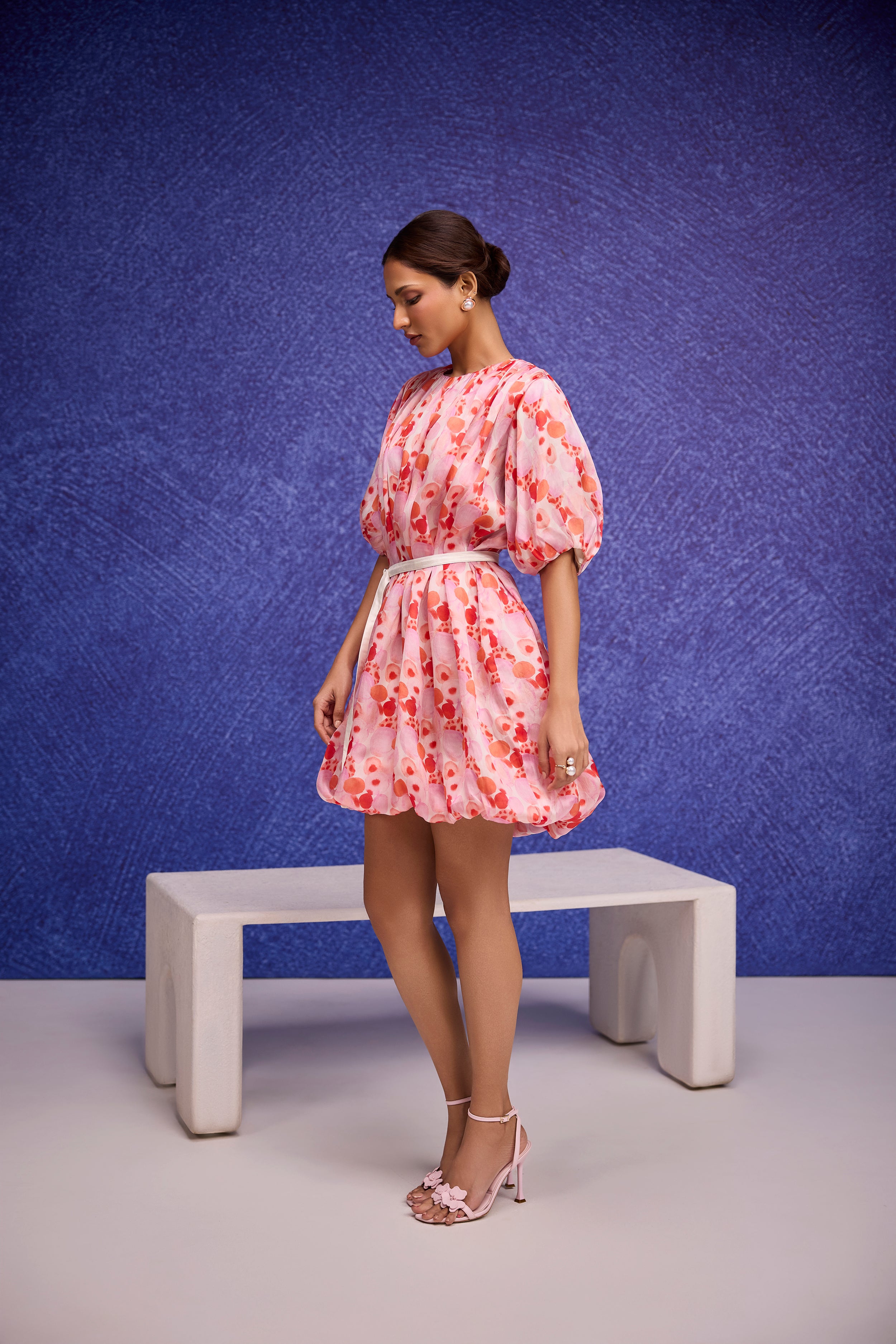Red Silk Organza Bubble Dress