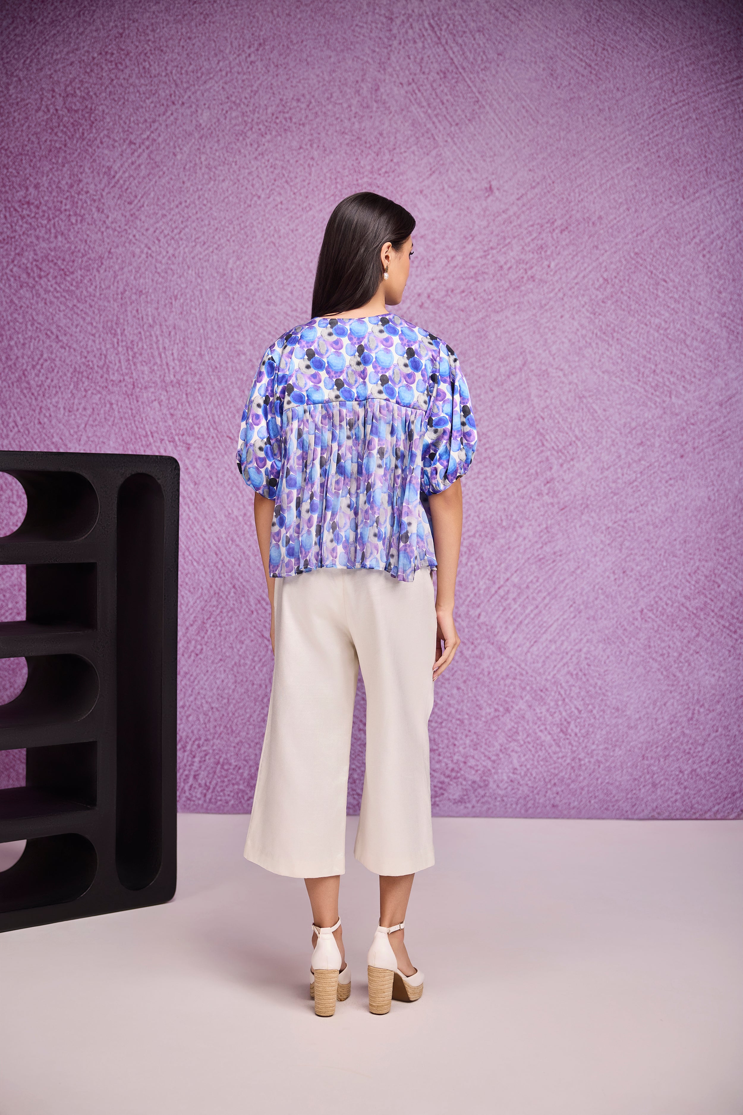 Blue Bubble Sleeve Jacket