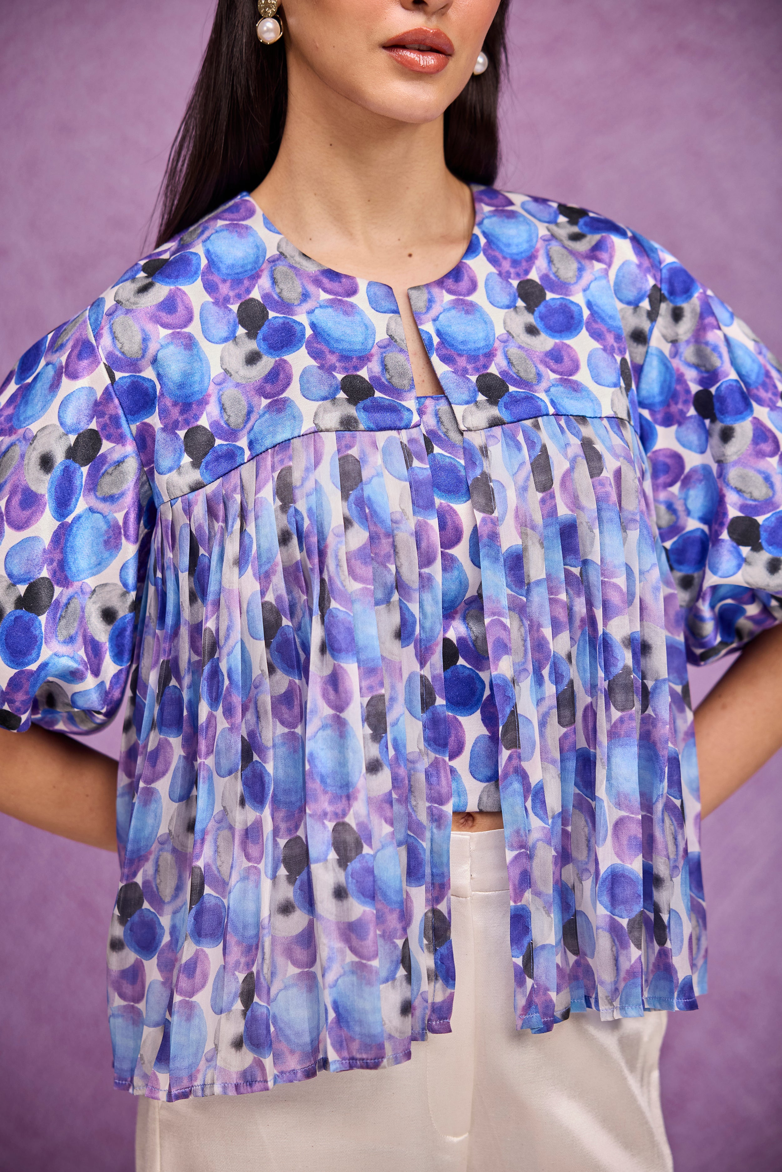 Blue Bubble Sleeve Jacket