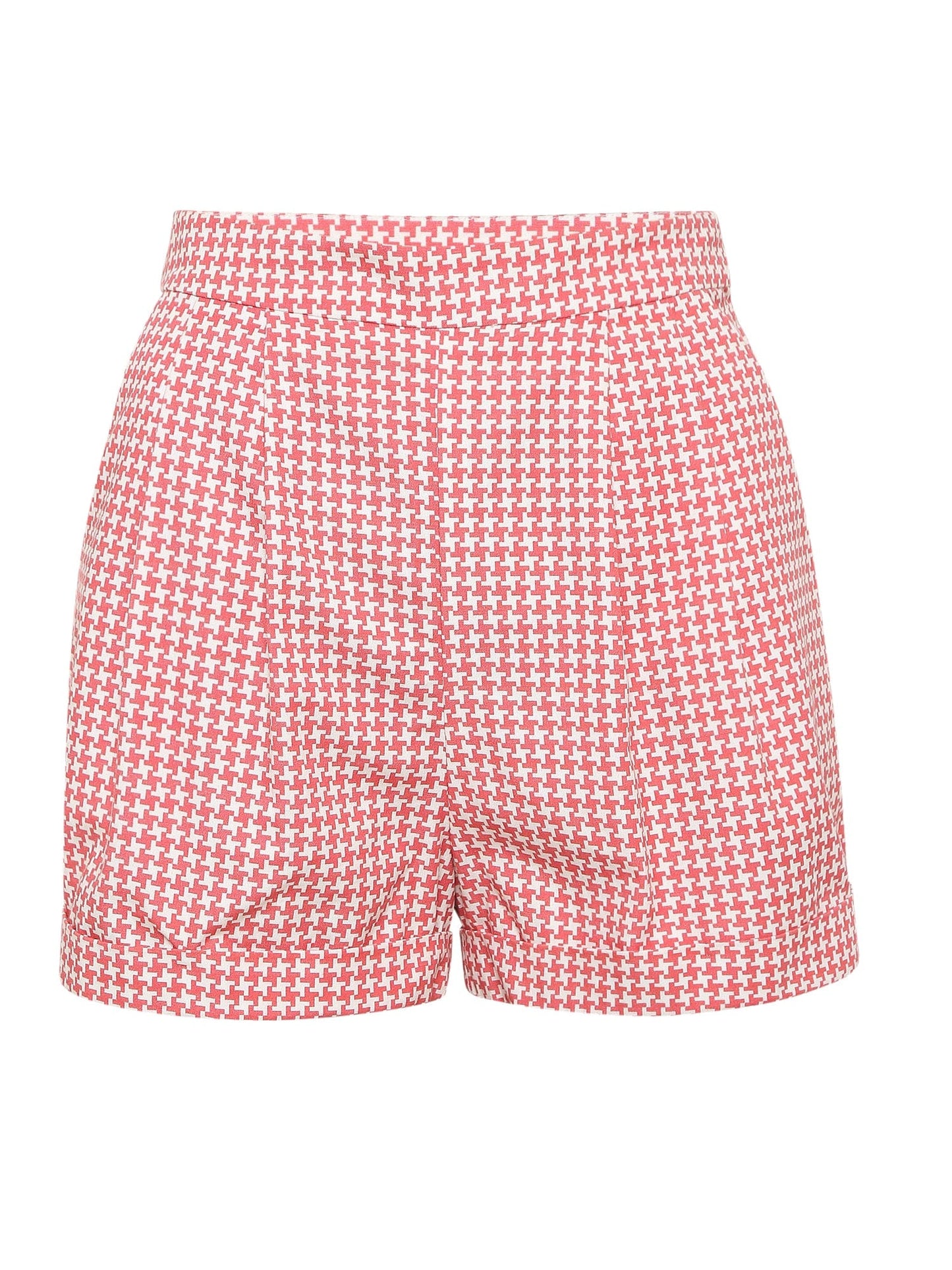 sweet rose houndstooth printed high-rise shorts