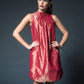 Red Stripe Taffeta Dress + Belt