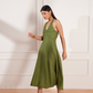 Moss Green Hemp Halter Midi