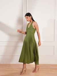 Moss Green Hemp Halter Midi