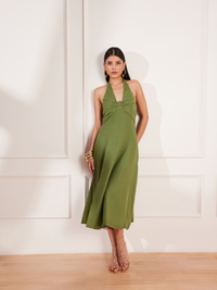 Moss Green Hemp Halter Midi