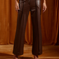 Mocha Faux Leather Straight-Fit Trousers