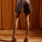 Mocha Faux Leather High Rise Shorts