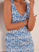 Denim Abstract Print Midi