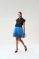 Black and Midnight Blue Shirt Dress