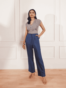 Summer Circle Printed Colour Blocked Jumpsuit