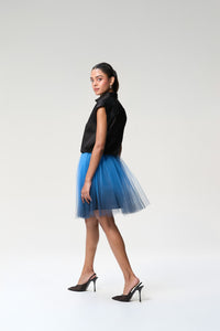 Black and Midnight Blue Shirt Dress