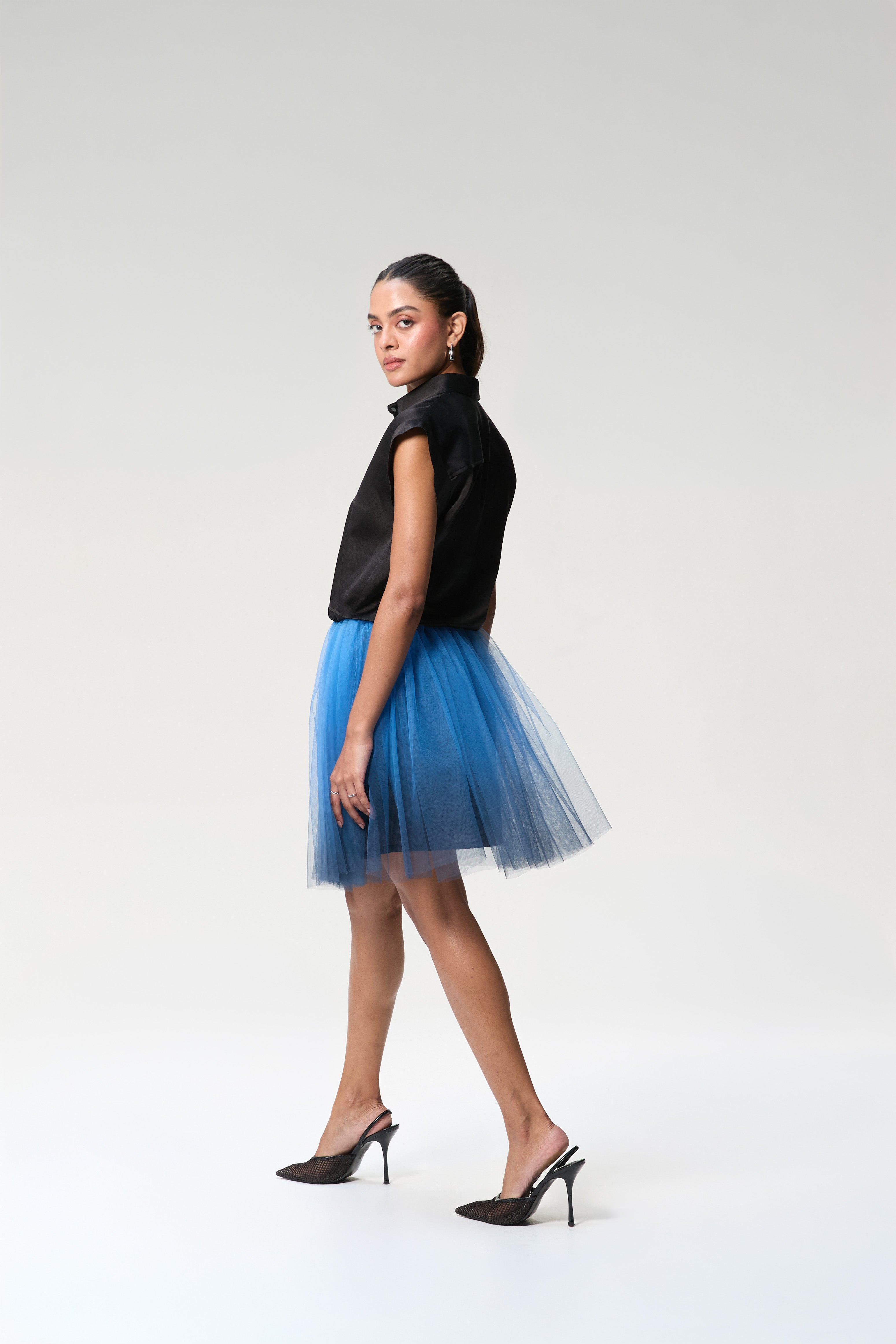 Black and Midnight Blue Shirt Dress
