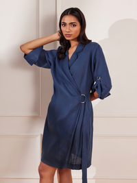 Moroccan Blue Hemp Jacket Dress