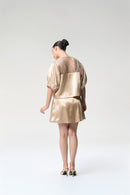 Champagne Bubble Sleeve Crop Jacket & Champagne Mini Dress