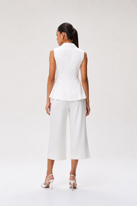 Ivory Gajji Silk Peplum Top