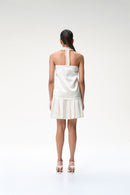 Ivory Halter Neck Top With Ruffle Detail