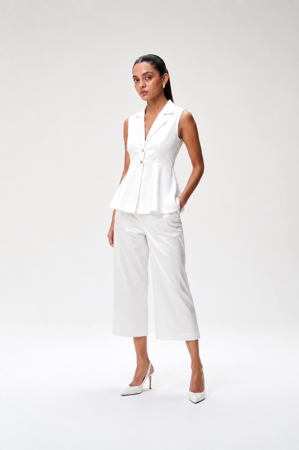 Ivory Gajji Silk Peplum Top