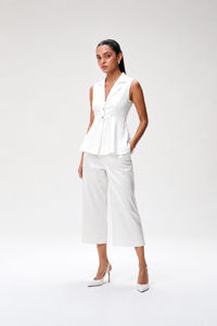 Ivory Gajji Silk Peplum Top