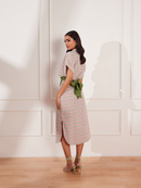 Checks Please Printed Belted Midi