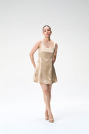 Champagne Bubble Sleeve Crop Jacket & Champagne Mini Dress