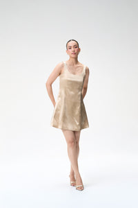 Champagne Bubble Sleeve Crop Jacket & Champagne Mini Dress