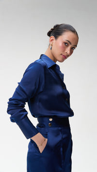 Midnight Blue Silk Shirt & Midnight Blue Silk Trouser