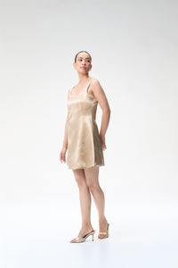 Champagne Bubble Sleeve Crop Jacket & Champagne Mini Dress