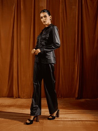 Black Straight-Fit Trousers