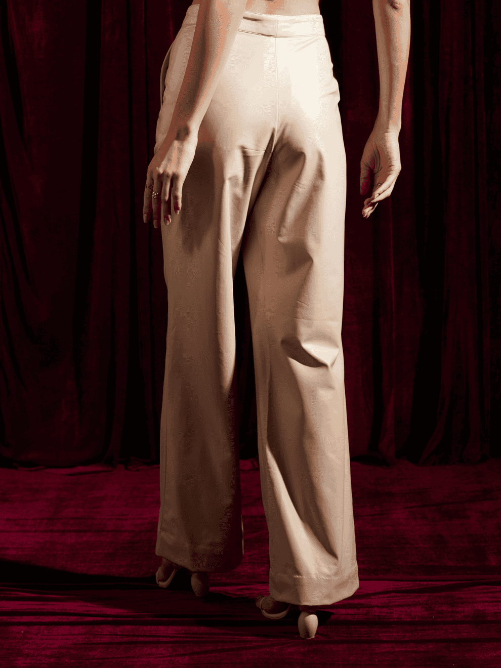 Crème Faux Leather Straight-Fit Trousers