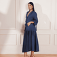 Moroccan Blue Hemp Box Pleat Skirt