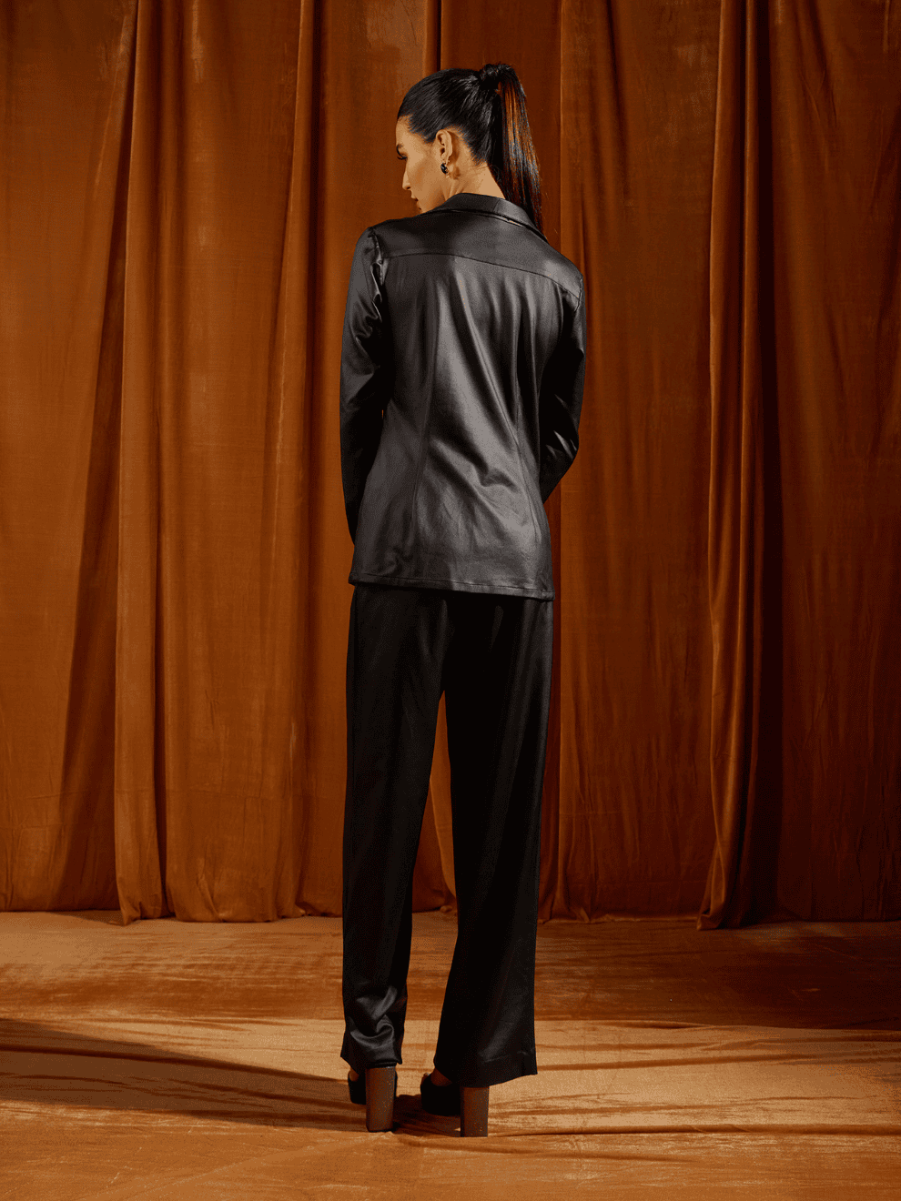 Black Straight-Fit Trousers
