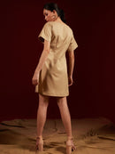 Tan Side Placket Shift Dress