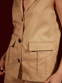 Tan Sleeveless Jacket