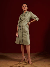 Mint Double Pocket Shirt Dress