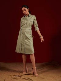 Mint Double Pocket Shirt Dress