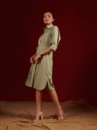 Mint Double Pocket Shirt Dress