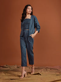 Tencel Navy Stripe Bolero & Ankle Length Trousers
