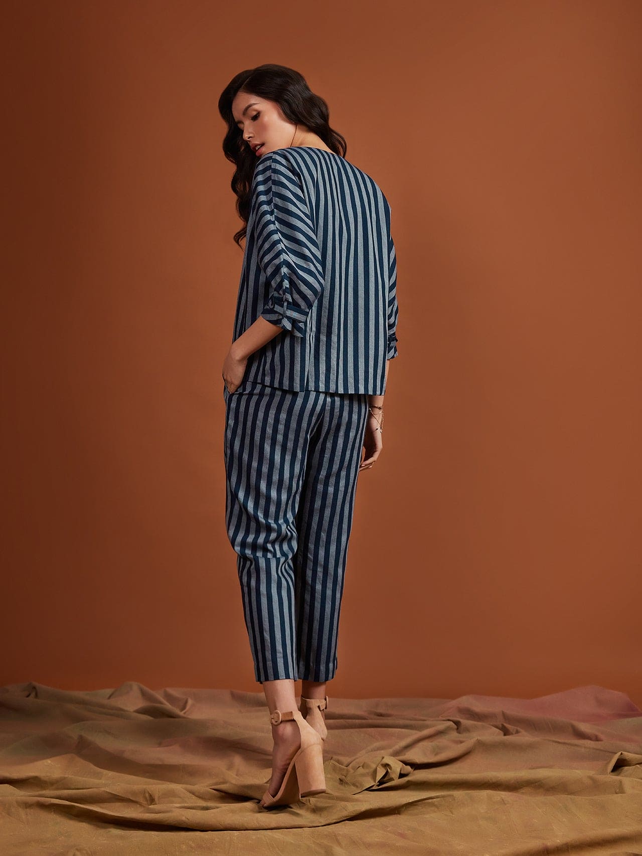 Tencel Navy Stripe 3 Piece Co-ord Set