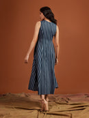 Tencel Navy Stripe Sleeveless Midi