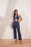 Moroccan Blue Hemp Bustier & Pants