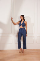 Moroccan Blue Hemp Bustier & Pants