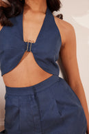 Moroccan Blue Hemp Bustier & Pants