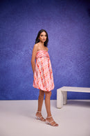 Red Silk Organza Tube Bubble Hem Mini